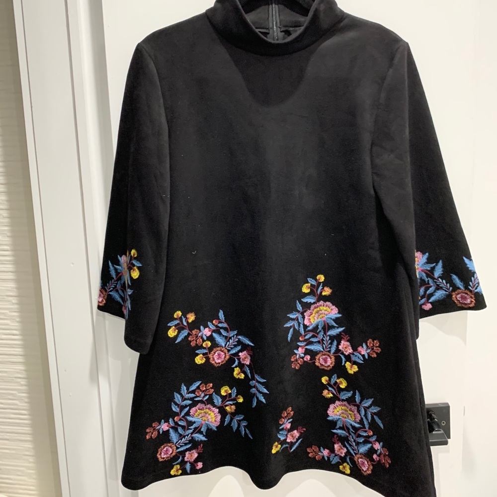 Zara suede and embroidered mini dress